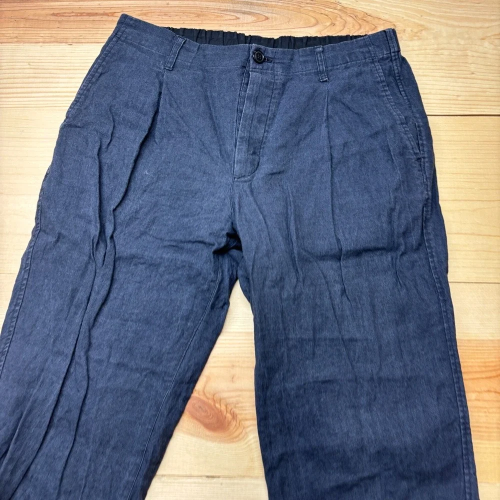 COMM. ARCH Pants Mens 32x29‎ Blue Navy Linen Trousers made in Japan Size 4